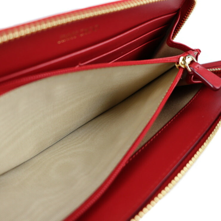 新品未使用展示品 JIMMY CHOO ジミーチュウ ATHINI ZIP 長財布 - レザー レッド ゴールド金具 ラウンドファスナー タッセル