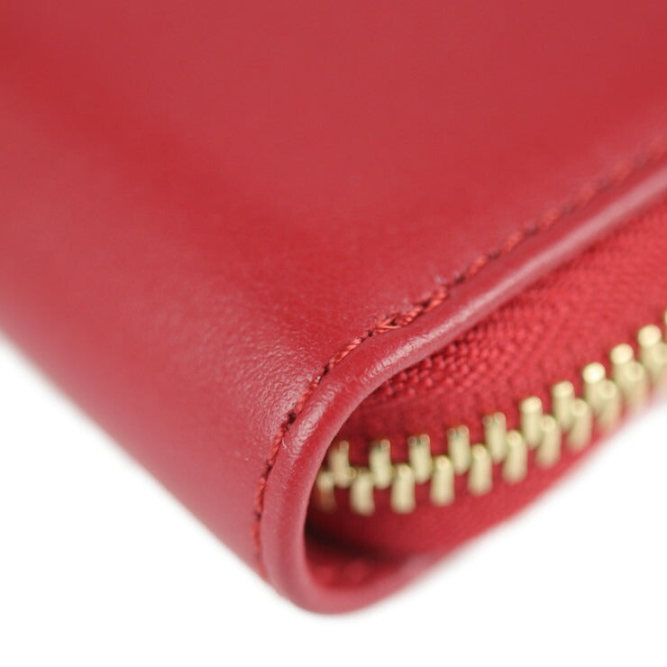 新品未使用展示品 JIMMY CHOO ジミーチュウ ATHINI ZIP 長財布 - レザー レッド ゴールド金具 ラウンドファスナー タッセル