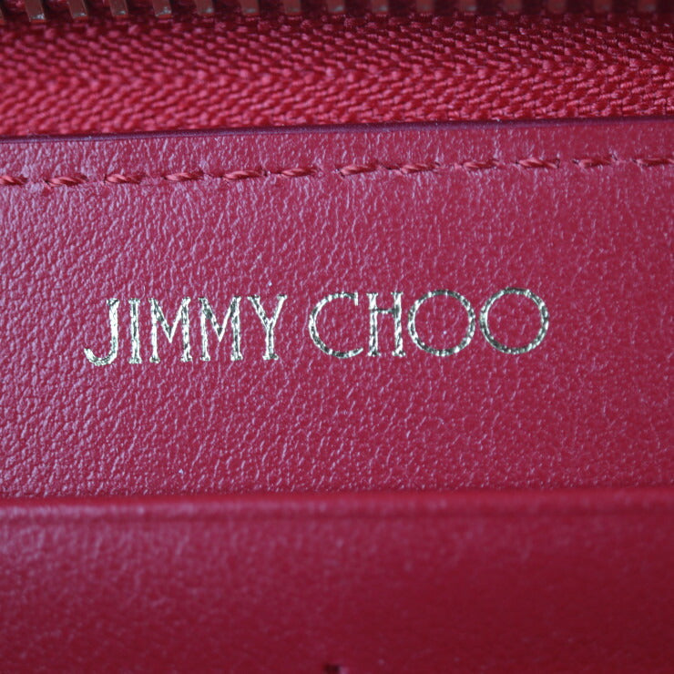 新品未使用展示品 JIMMY CHOO ジミーチュウ ATHINI ZIP 長財布 - レザー レッド ゴールド金具 ラウンドファスナー タッセル