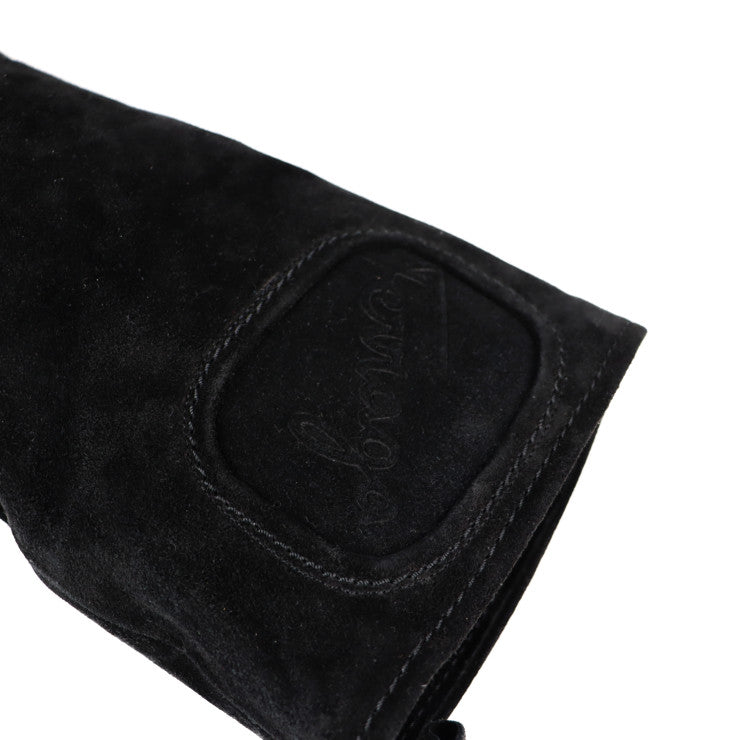 美品 Salvatore Ferragamo サルヴァトーレ フェラガモ ロングブーツ 455224 ＃5C スウェード ブラック 参考22.5cm ロゴ スエード