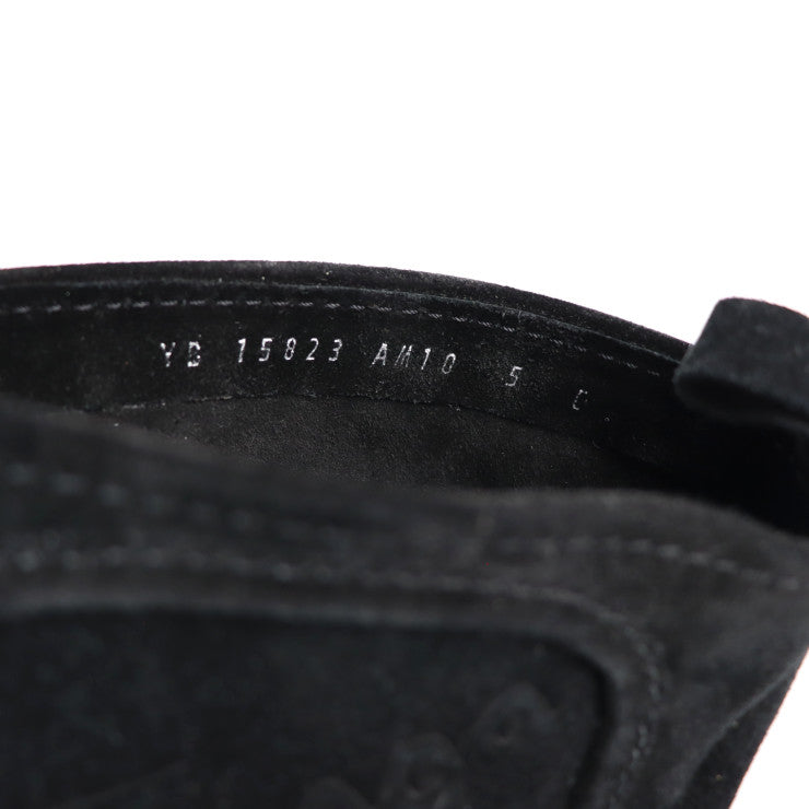 美品 Salvatore Ferragamo サルヴァトーレ フェラガモ ロングブーツ 455224 ＃5C スウェード ブラック 参考22.5cm ロゴ スエード