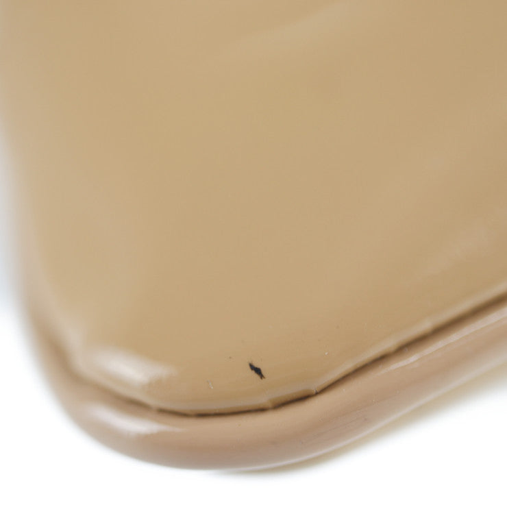 美品 Christian Louboutin クリスチャンルブタン ルビポッシュ クラッチバッグ 3120508 パテントレザー ベージュブラウン系 ゴールド金具 スタッズ 2WAY チェーン ショルダーバッグ