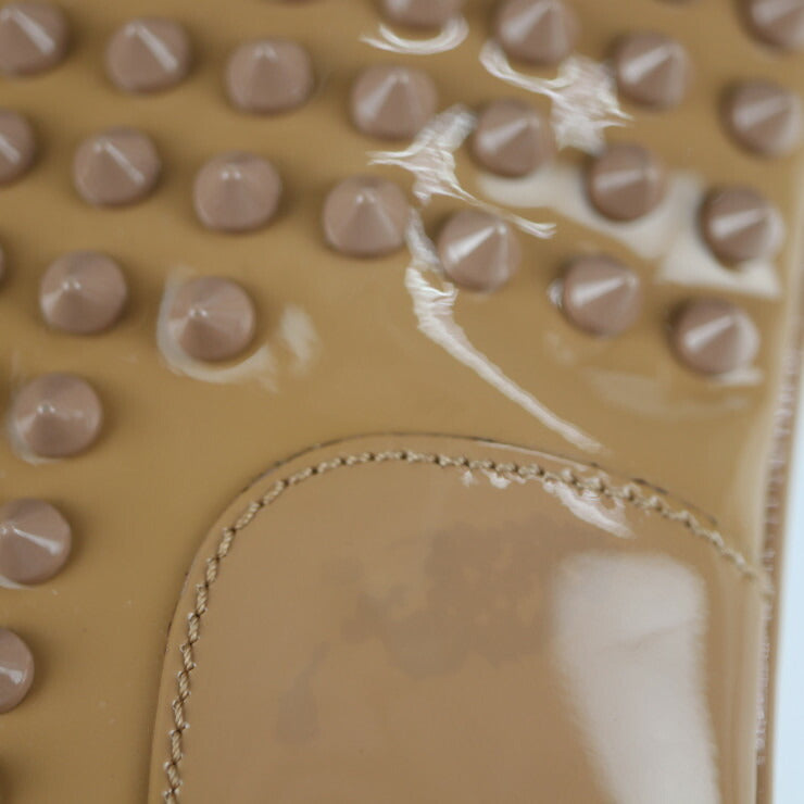 美品 Christian Louboutin クリスチャンルブタン ルビポッシュ クラッチバッグ 3120508 パテントレザー ベージュブラウン系 ゴールド金具 スタッズ 2WAY チェーン ショルダーバッグ