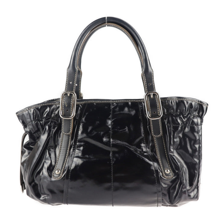 美品 TOD’S トッズ Gライン ハンドバッグ PVCコーティングキャンバス レザー ブラック シルバー金具 トートバッグ ショルダーバッグ