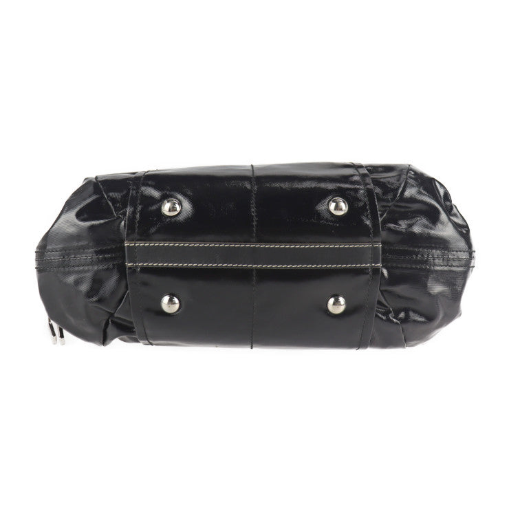 美品 TOD’S トッズ Gライン ハンドバッグ PVCコーティングキャンバス レザー ブラック シルバー金具 トートバッグ ショルダーバッグ