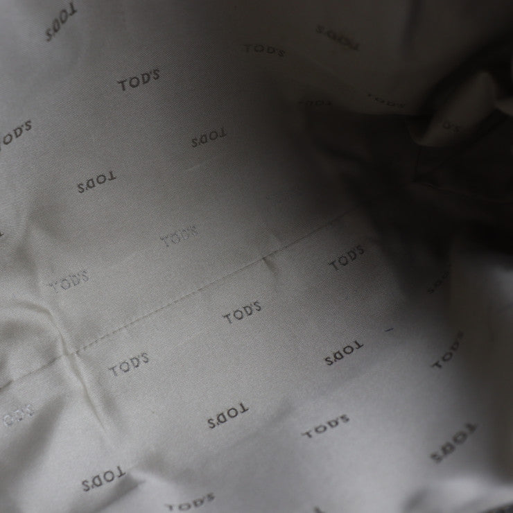 美品 TOD’S トッズ Gライン ハンドバッグ PVCコーティングキャンバス レザー ブラック シルバー金具 トートバッグ ショルダーバッグ