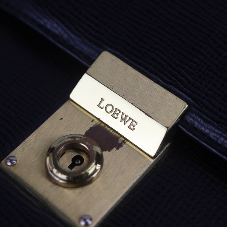 LOEWE ロエベ ブリーフケース ビジネスバッグ レザー ブラック ゴールド金具 アナグラム 書類鞄