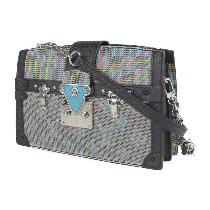 超美品 LOUIS VUITTON ルイ ヴィトン プティットマル モノグラムLVポップ ショルダーバッグ M55512 コーティングキャンバス レザー ブルー ブラック シルバー金具 ビトン