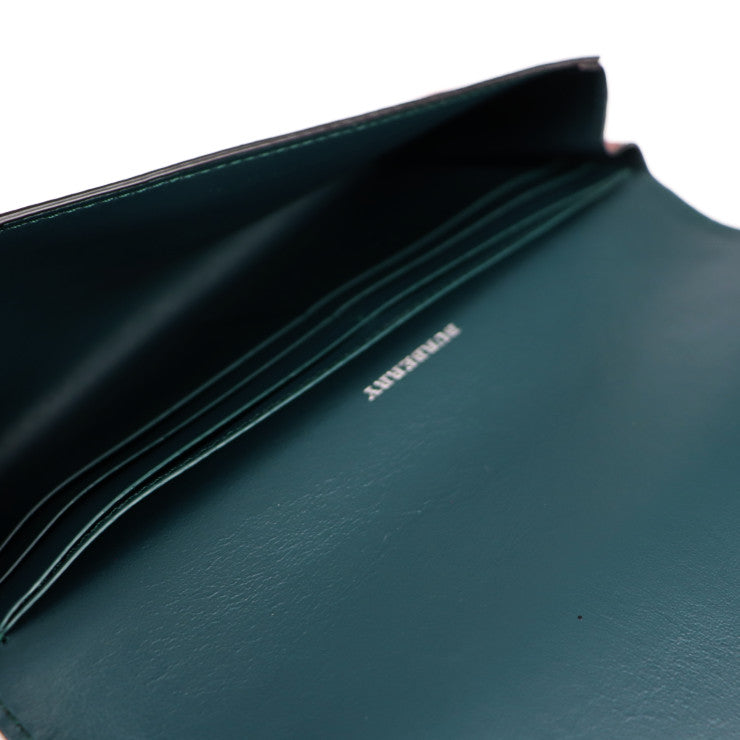 超美品 BURBERRY バーバリー 財布 長財布 4076665 レザー ダスティローズ ピンク系 グリーン 二つ折り Wホック