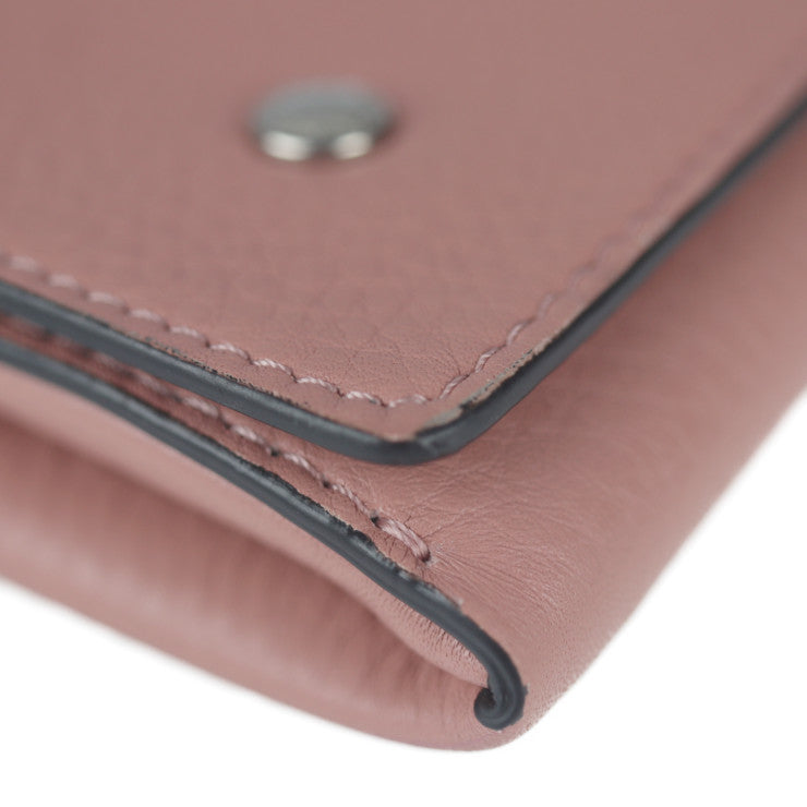 超美品 BURBERRY バーバリー 財布 長財布 4076665 レザー ダスティローズ ピンク系 グリーン 二つ折り Wホック