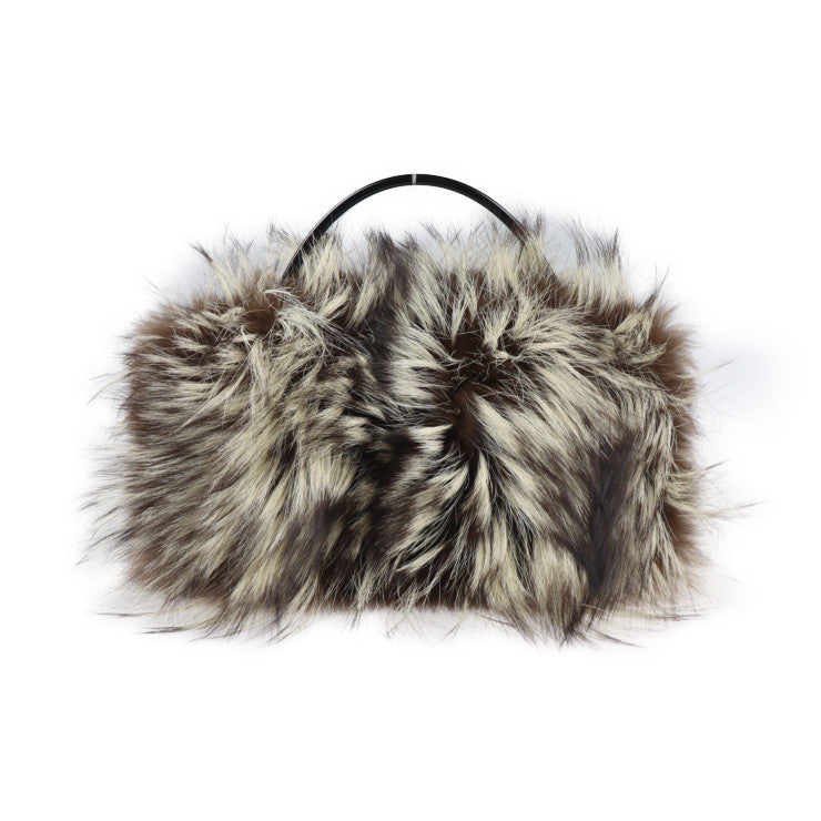 美品 GIVENCHY ジバンシィ ワンハンドルバッグ ハンドバッグ - プラスチック ファー ブラウン系 ブラック ミニバッグ コンパクトバッグ パーティバッグ