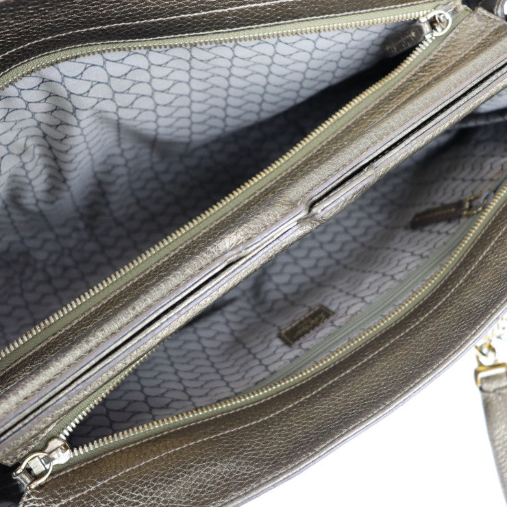 美品 CARTIER カルティエ ラドーニャ ショルダーバッグ L1000804 スウェード レザー ゴールド系 ゴールド金具 スエード チェーン