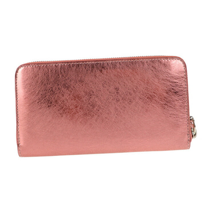 超美品 JIMMY CHOO ジミーチュウ PIPPA ピッパ 長財布 - レザー ピンク メタリック シルバー金具 ラウンドファスナー