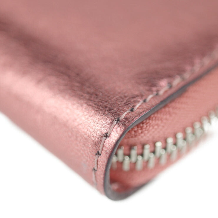 超美品 JIMMY CHOO ジミーチュウ PIPPA ピッパ 長財布 - レザー ピンク メタリック シルバー金具 ラウンドファスナー