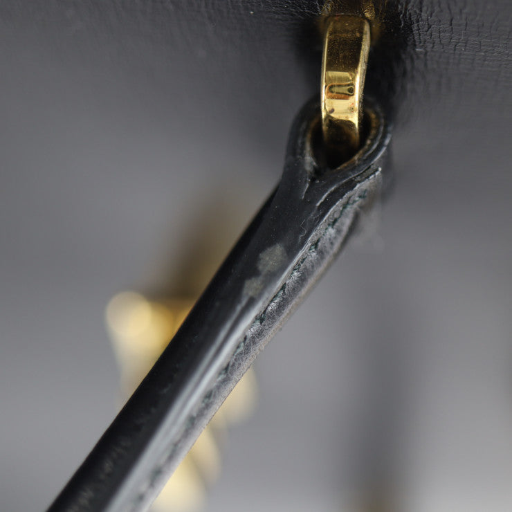 美品 PRADA プラダ ターンロック ハンドバッグ B2725C ボックスカーフ ブラック イエロー ゴールド金具