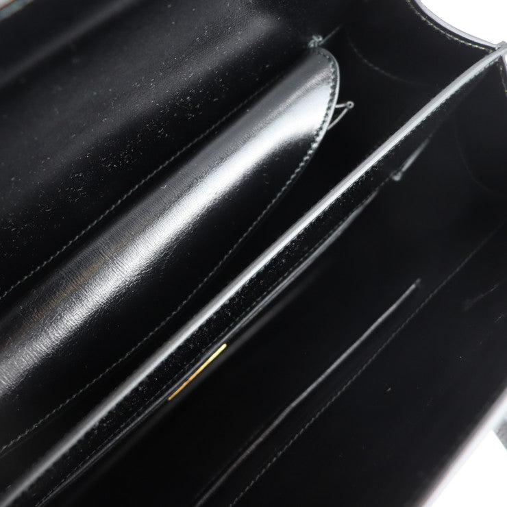 美品 PRADA プラダ ターンロック ハンドバッグ B2725C ボックスカーフ ブラック イエロー ゴールド金具