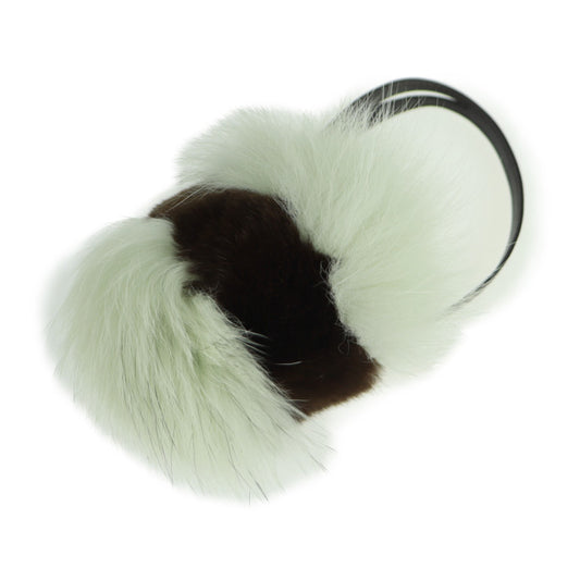 超美品 FENDI フェンディ バッグチャーム チャーム ファー×レザー ホワイトグリーン系 ダークブラウン ポンポン ツートン