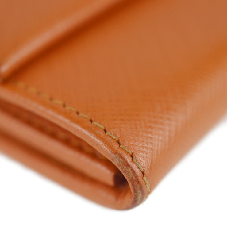 美品 Salvatore Ferragamo サルヴァトーレ フェラガモ ヴァラ 長財布 22 A994 レザー オレンジ ゴールド金具 リボン フラップ