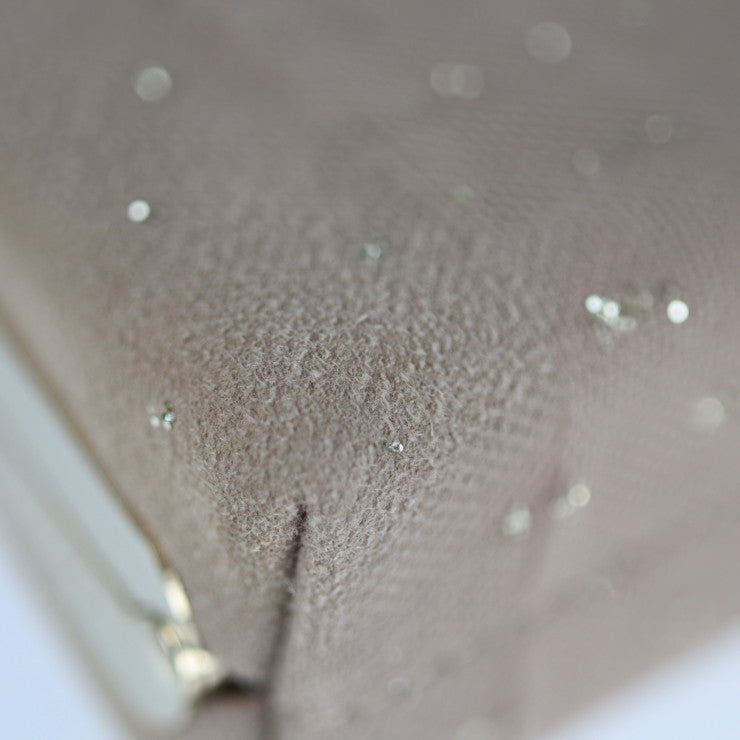 超美品 JIMMY CHOO ジミーチュウ セレステ クラッチバッグ 183 CELESTE キャンバス ピンクベージュ系 ゴールド金具 がま口 チェーン 2WAY ショルダーバッグ パーティ