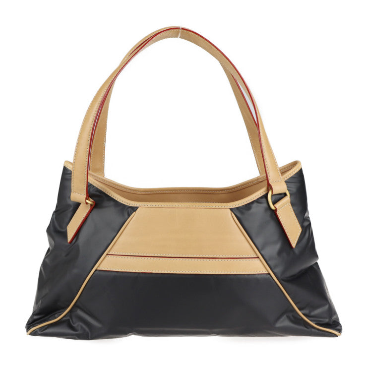 HUNTING WORLD ハンティングワールド トートバッグ ハンドバッグ バチュークロス レザー ブラック ベージュ系 ゴールド金具 ショルダーバッグ