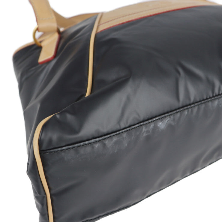 HUNTING WORLD ハンティングワールド トートバッグ ハンドバッグ バチュークロス レザー ブラック ベージュ系 ゴールド金具 ショルダーバッグ