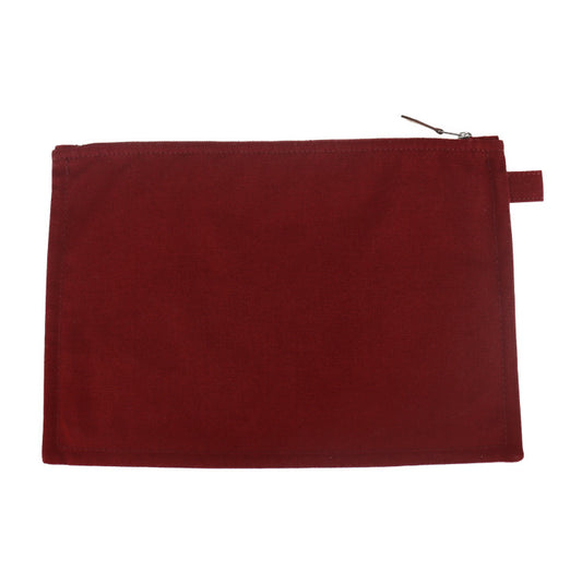 超美品 HERMES エルメス ボラボラ ポーチ MM セカンドバッグ コットンキャンバス レザー ボルドー系 シルバー金具 クラッチバッグ フラットポーチ