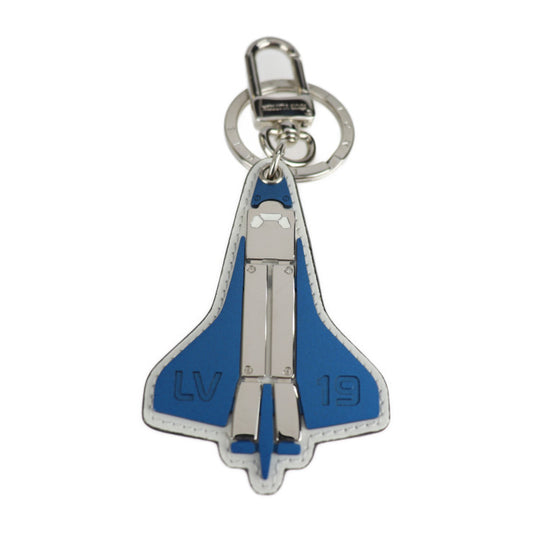 超美品 LOUIS VUITTON ルイ ヴィトン ポルト クレ マスコット ロケット キーホルダー MP2214 メタル レザー ブルー シルバー ホワイト ビトン