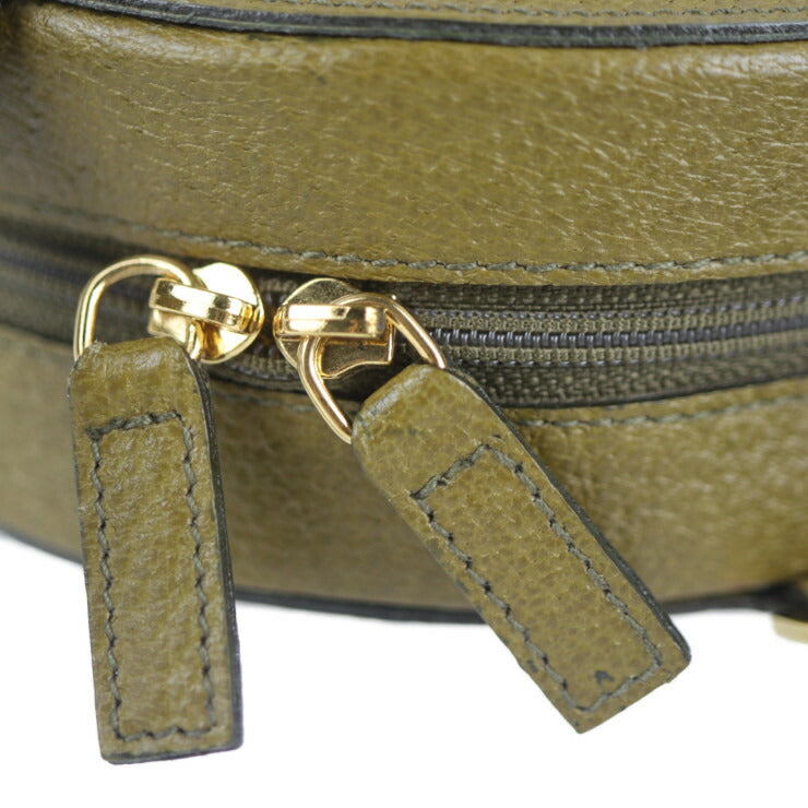 超美品 BVLGARI ブルガリ Yoyo ヨーヨー B-ZERO1 ビーゼロワン ショルダーバッグ - レザー カーキグリーン系 ポシェット ラウンド ロゴ