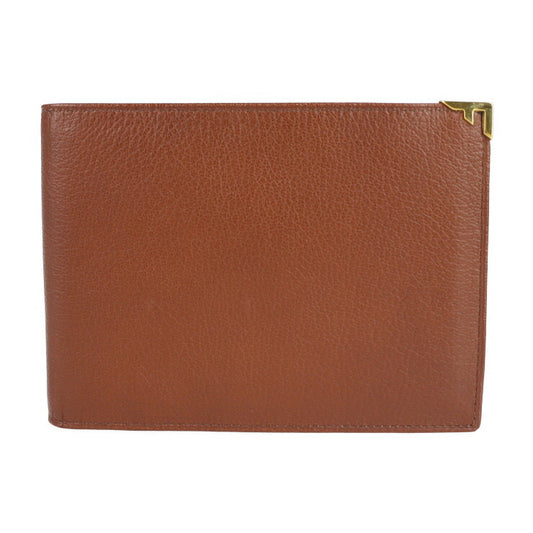 超美品 Salvatore Ferragamo サルヴァトーレ フェラガモ 札入れ 二つ折り財布 22 6020 レザー ブラウン ゴールド金具 F金具