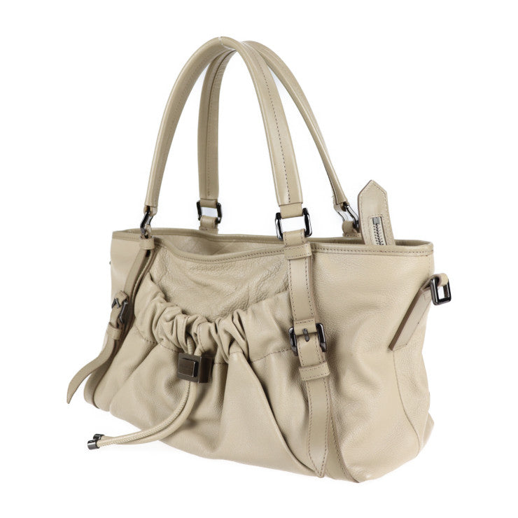 美品 BURBERRY バーバリー 2WAY トートバッグ ハンドバッグ レザー ベージュ系 ショルダーバッグ