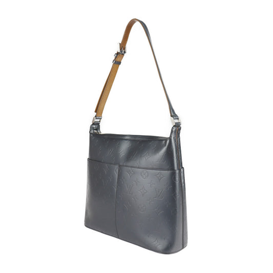 LOUIS VUITTON ルイ ヴィトン サッター モノグラムマット ショルダーバッグ M55165 レザー ブルーグレー ハンドバッグ ショッピングバッグ トートバッグ ビトン