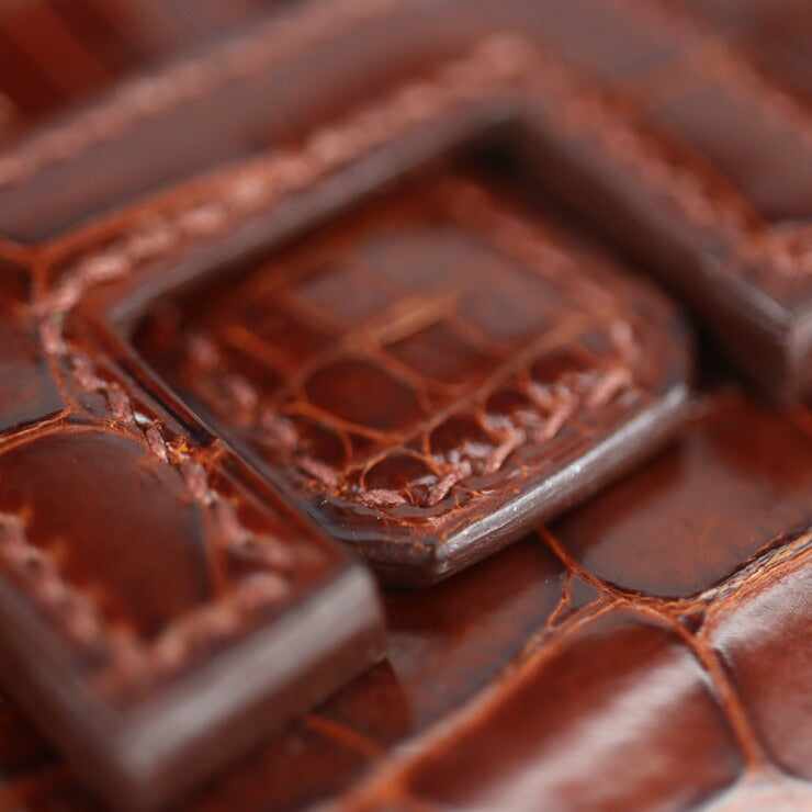 美品 HERMES エルメス ジジェ ミニ クラッチバッグ - ポロサス ミール ミエル ブラウン系 Hロゴ クロコダイル □I 刻印