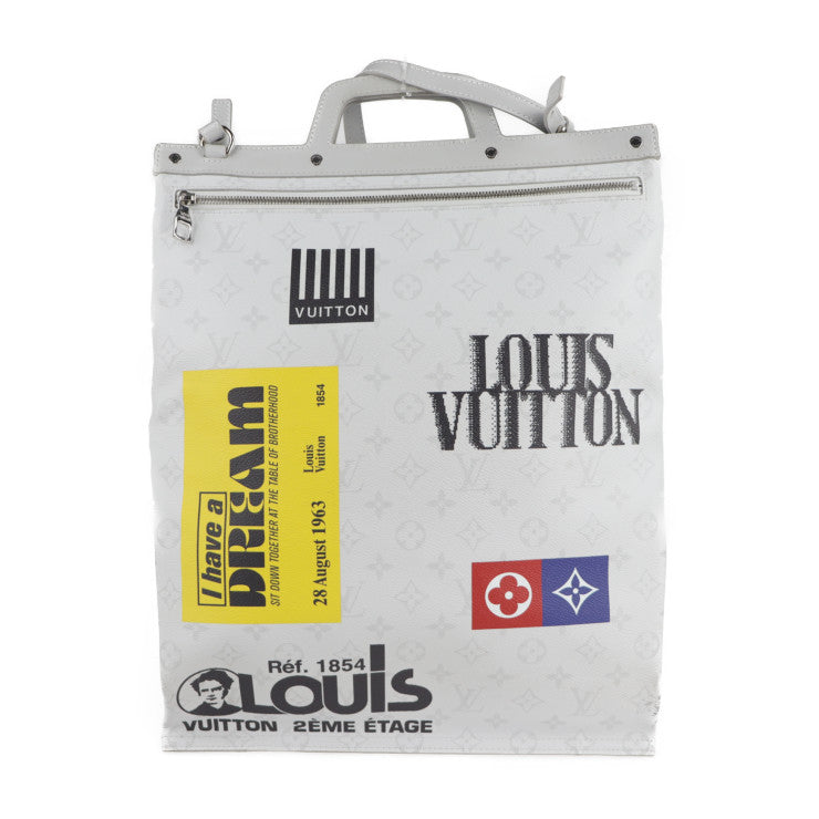 LOUIS VUITTON ルイ ヴィトン フラット ヴェルティカル トート モノグラムホワイト トートバッグ M44627 PVC レザー ブロン ホワイト系 マルチカラー 2WAY ショルダー ビトン