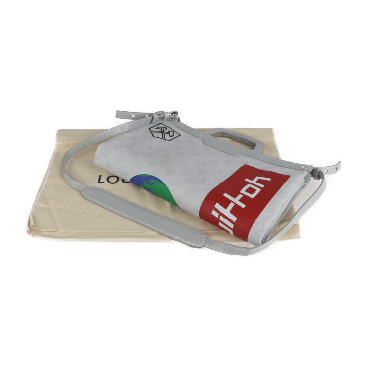 LOUIS VUITTON ルイ ヴィトン フラット ヴェルティカル トート モノグラムホワイト トートバッグ M44627 PVC レザー ブロン ホワイト系 マルチカラー 2WAY ショルダー ビトン