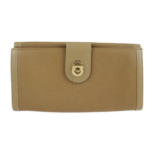 Very good condition BVLGARI DOPPIOTONDO long wallet 26856 leather light brown gold hardware double hook bi-fold wallet