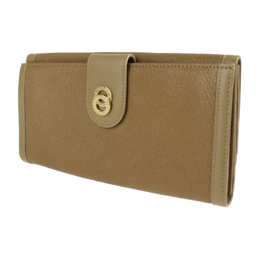 Very good condition BVLGARI DOPPIOTONDO long wallet 26856 leather light brown gold hardware double hook bi-fold wallet