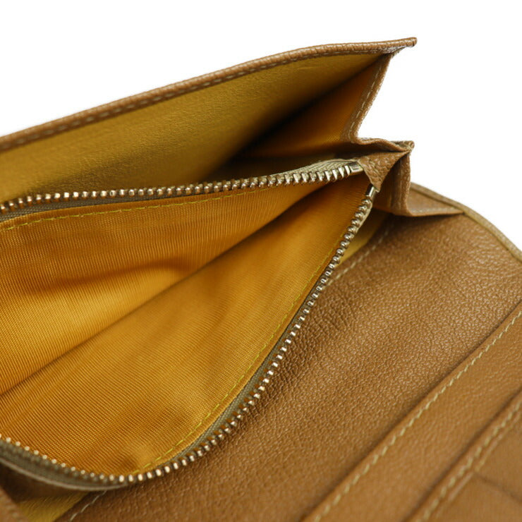 超美品 BVLGARI ブルガリ DOPPIOTONDO ドッピオトンド 長財布 26856 レザー ライトブラウン系 ゴールド金具 Wホック 二つ折り財布