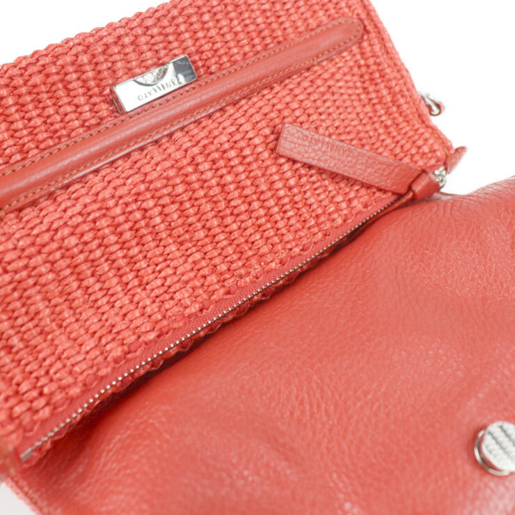 超美品 ZANELLATO ザネラート NINA ニーナ ハンドバッグ - ストロー レザー レッド 2WAY ショルダーバッグ フラップ