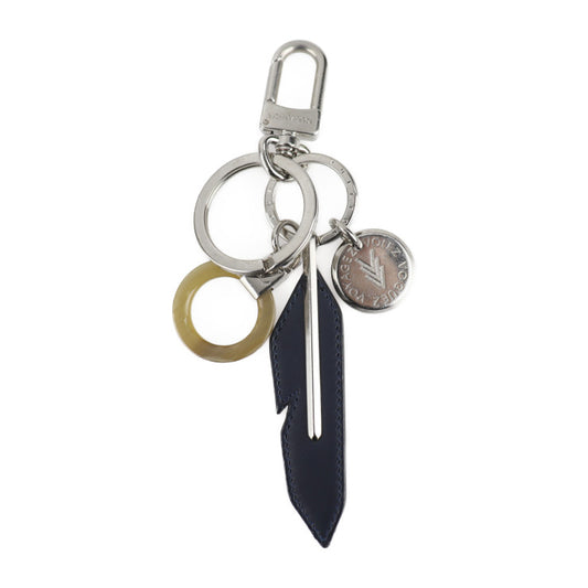 LOUIS VUITTON Louis Vuitton Dreaming Charms Keychain MP1776 Metal Leather Silver Navy Keyring Bag Charm Vuitton