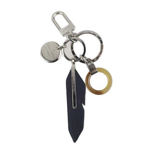 LOUIS VUITTON Louis Vuitton Dreaming Charms Keychain MP1776 Metal Leather Silver Navy Keyring Bag Charm Vuitton