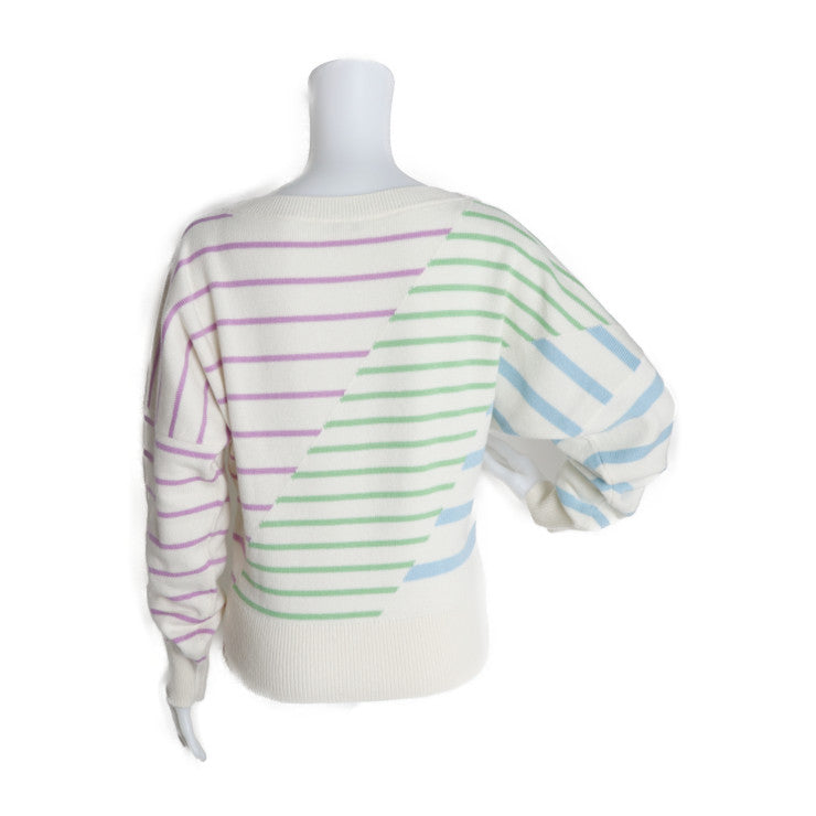 美品 CHANEL シャネル ココマーク セーター P62885K 48446 表記サイズ 38 カシミヤ アイボリー マルチカラー ニット ボーダー ドルマンスリーブ プルオーバー