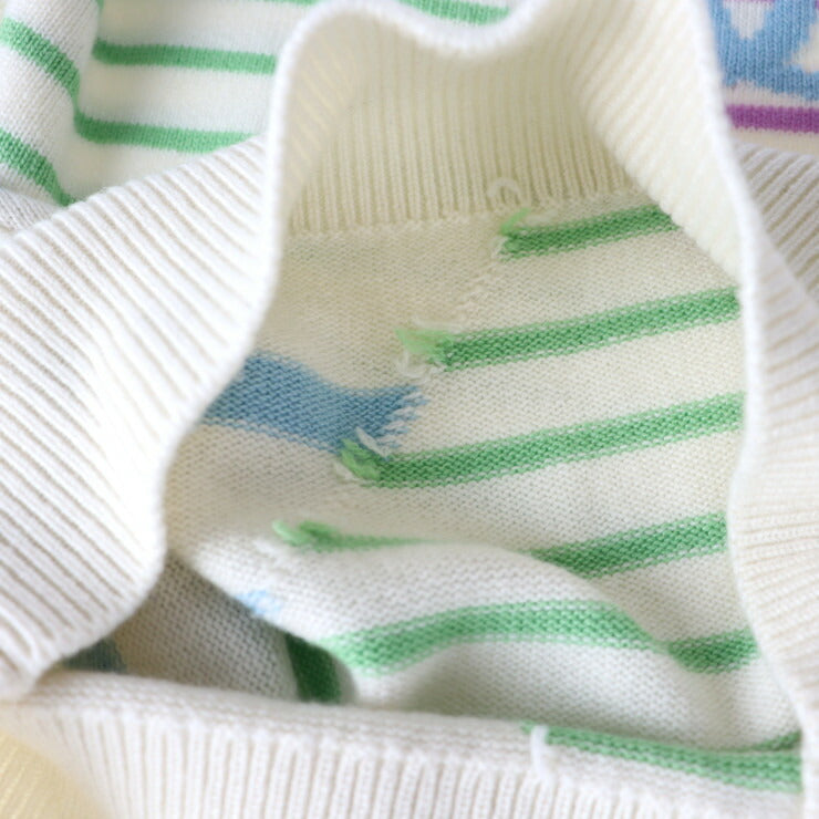 美品 CHANEL シャネル ココマーク セーター P62885K 48446 表記サイズ 38 カシミヤ アイボリー マルチカラー ニット ボーダー ドルマンスリーブ プルオーバー