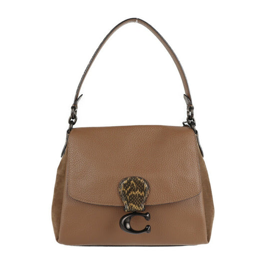 新品未使用展示品 COACH コーチ ブティックライン ハンドバッグ 4612 レザー スウェード パイソン ブラウン 2WAY ショルダー フラップ