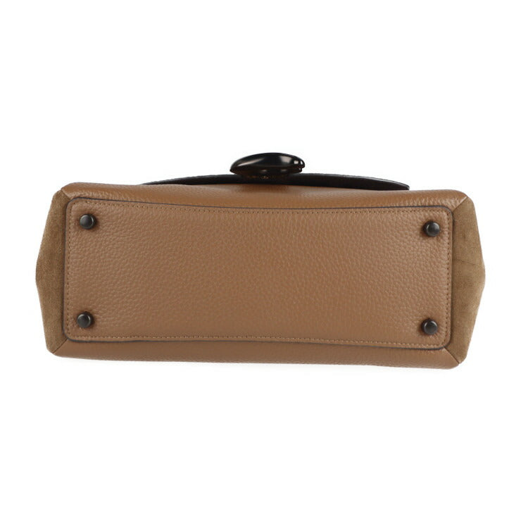 新品未使用展示品 COACH コーチ ブティックライン ハンドバッグ 4612 レザー スウェード パイソン ブラウン 2WAY ショルダー フラップ