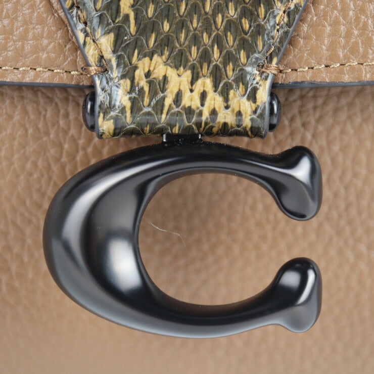 新品未使用展示品 COACH コーチ ブティックライン ハンドバッグ 4612 レザー スウェード パイソン ブラウン 2WAY ショルダー フラップ