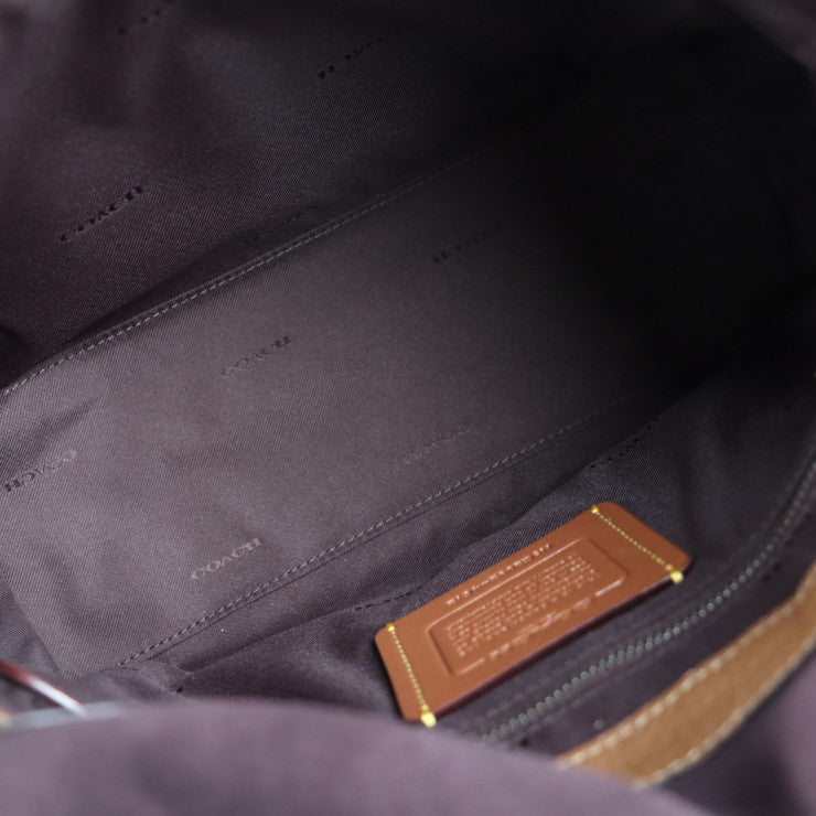 新品未使用展示品 COACH コーチ ブティックライン ハンドバッグ 4612 レザー スウェード パイソン ブラウン 2WAY ショルダー フラップ