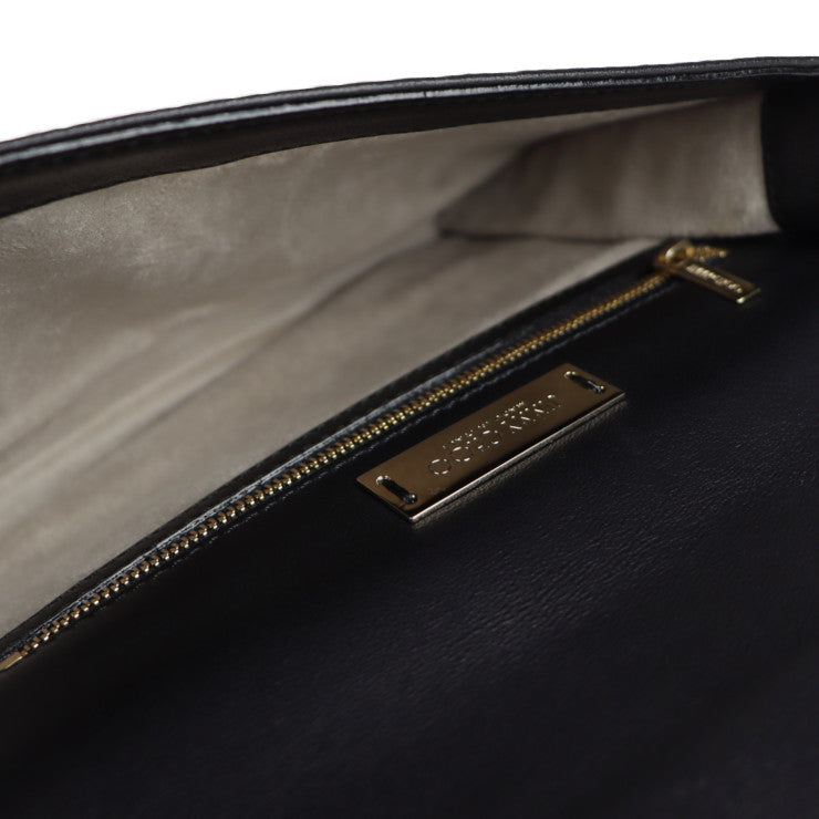 超美品 JIMMY CHOO ジミーチュウ ALARA クラッチバッグ パイソン カーフレザー ブラック ゴールド金具 リストレット セカンドバッグ