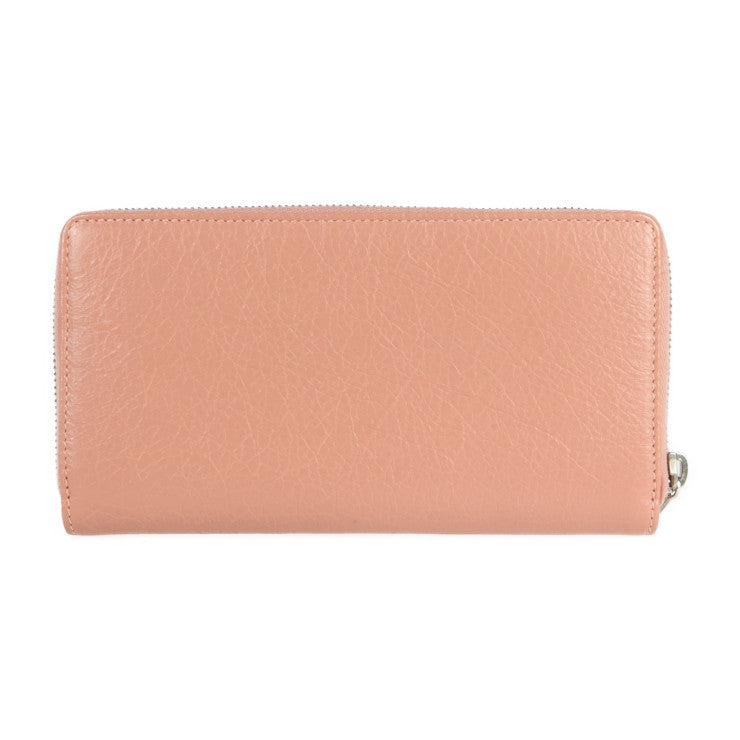 超美品 BALENCIAGA バレンシアガ エクスクルーシブ 長財布 419805 レザー ピンクベージュ シルバー金具 ラウンドファスナー