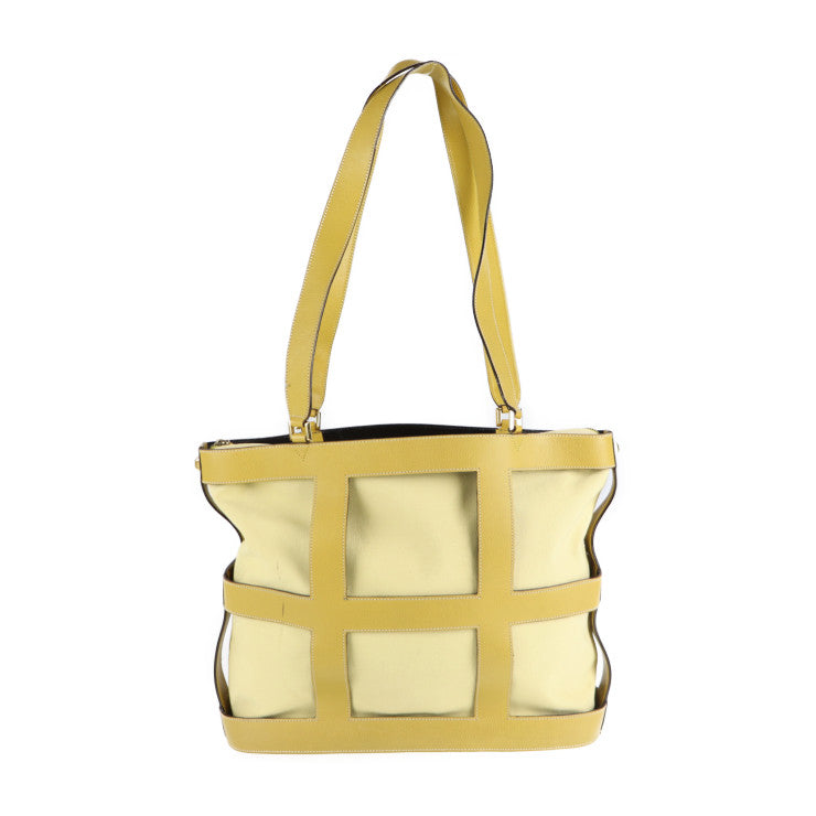 Salvatore Ferragamo サルヴァトーレ フェラガモ ショルダーバッグ トートバッグ AG 21 4229 キャンバス レザー イエロー