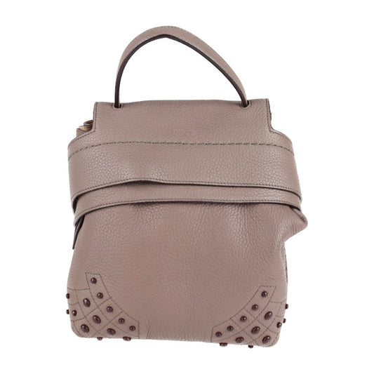 超美品 TOD’S トッズ ウェーブ ライン リュック・デイパック - レザー パープルグレー系 3WAY ミニ バックパック ショルダーバッグ ハンドバッグ
